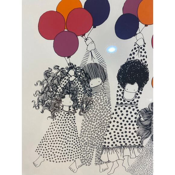 Vintage Julie Corsover Flying Balloons Framed Print Lithograph Replica - Picture 3 of 6